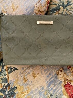 Steve Madden Olive Quilted Logo Wristlet with Gold-Tone Accent